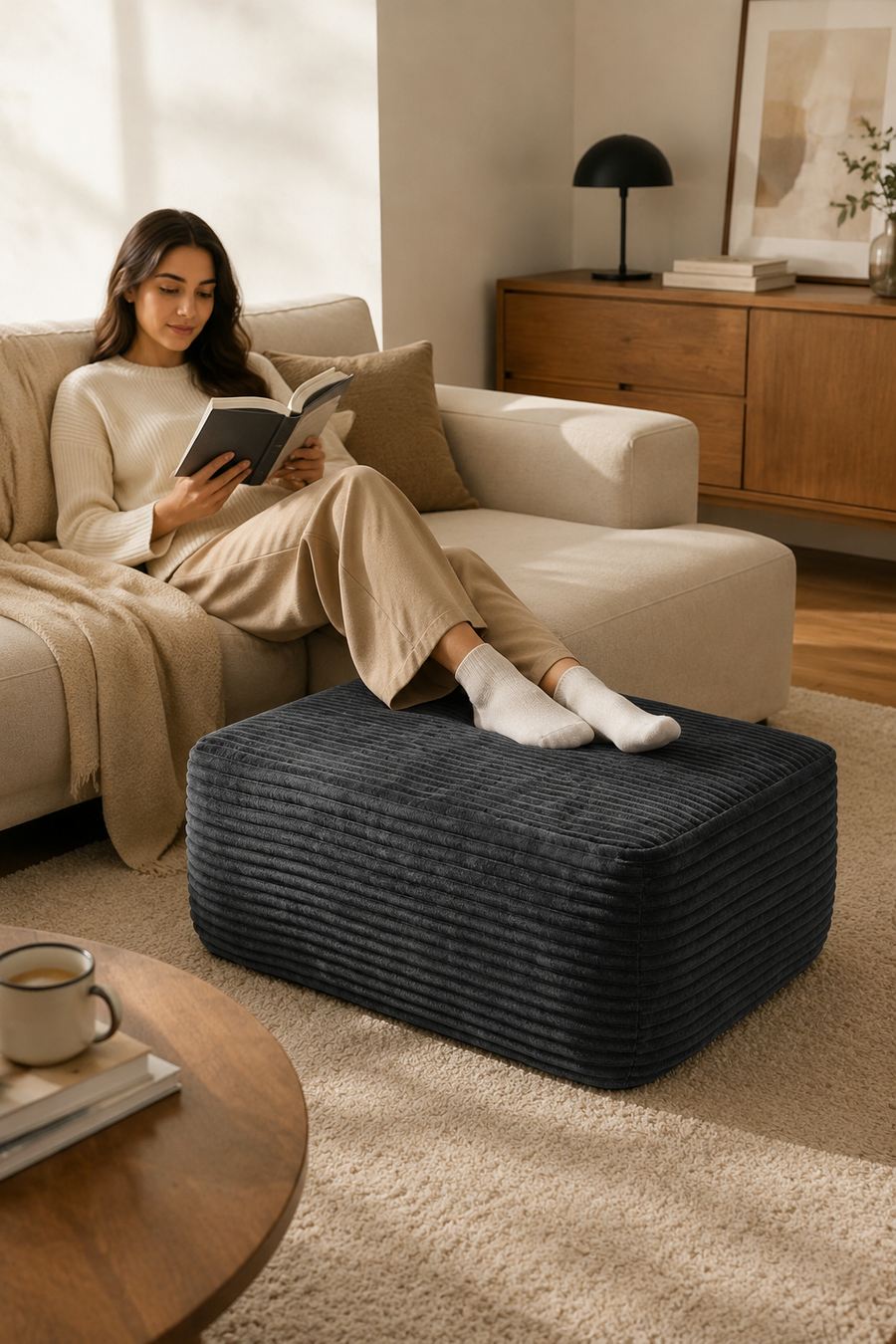 Plush upholstered ottoman — W3975P510434, image 6