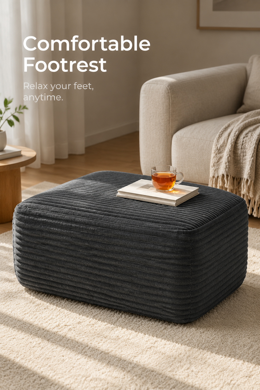 Plush upholstered ottoman — W3975P510434, image 7