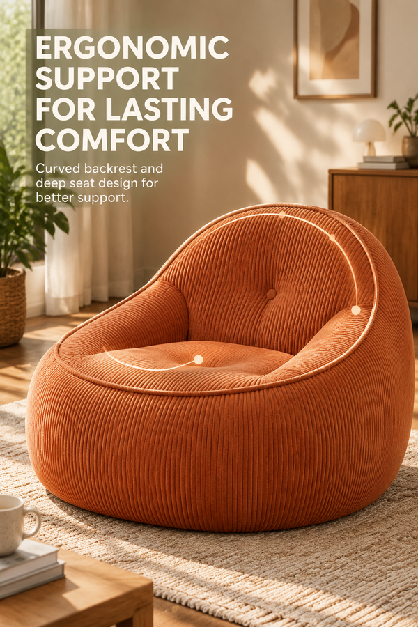 Sculptural corduroy lounge chair — W3975P530974, image 5