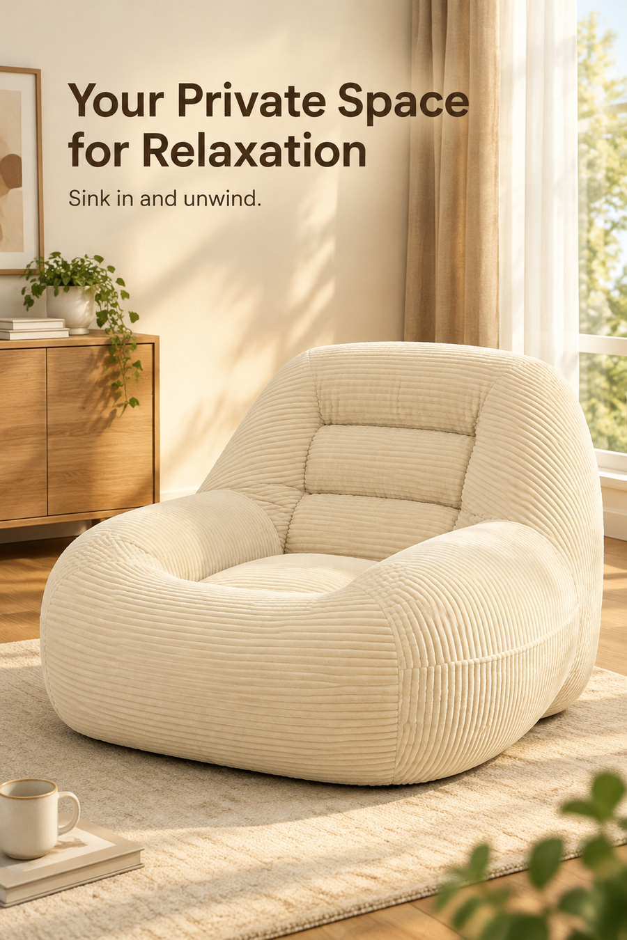 Corduroy lounge chair — W3975P437949, image 1
