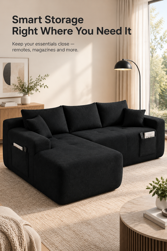 Textured L-shaped sofa — W3975P501411, image 1