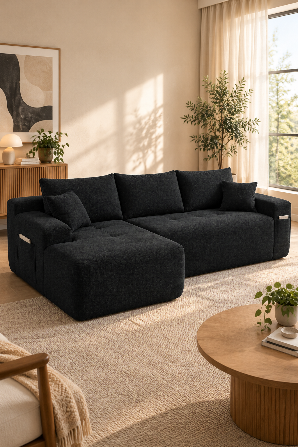 Textured L-shaped sofa — W3975P501411, image 2