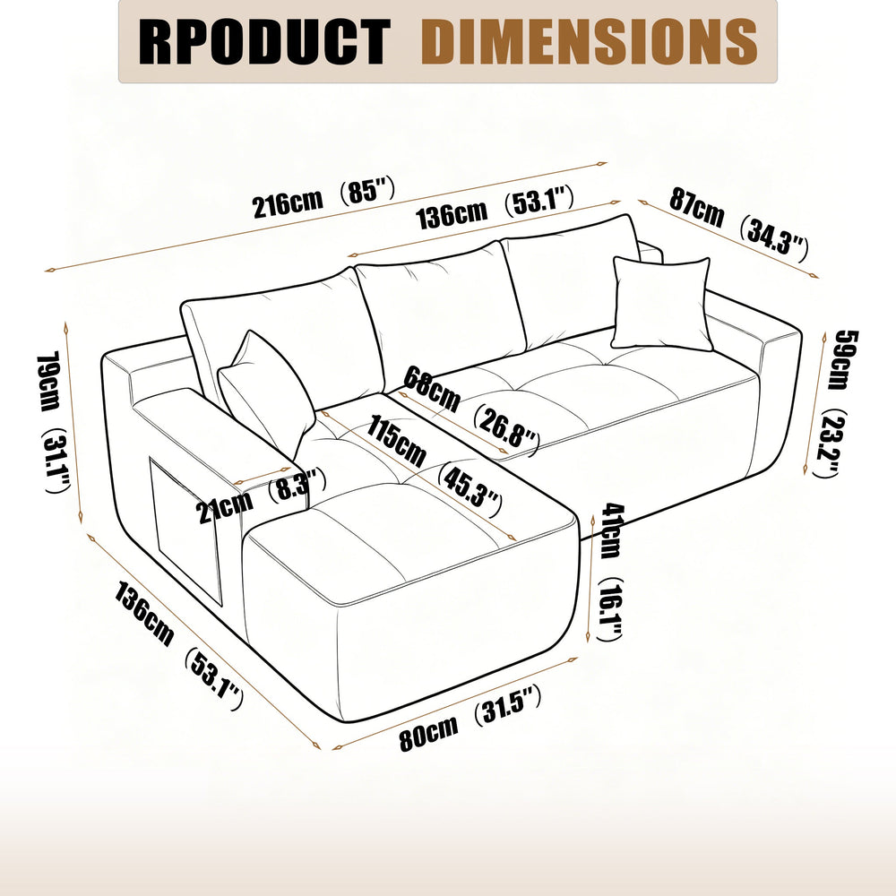Textured L-shaped sofa — W3975P501411, image 3