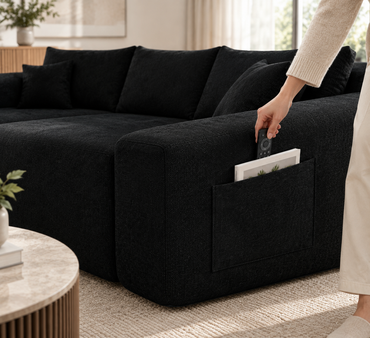 Textured L-shaped sofa — W3975P501411, image 4
