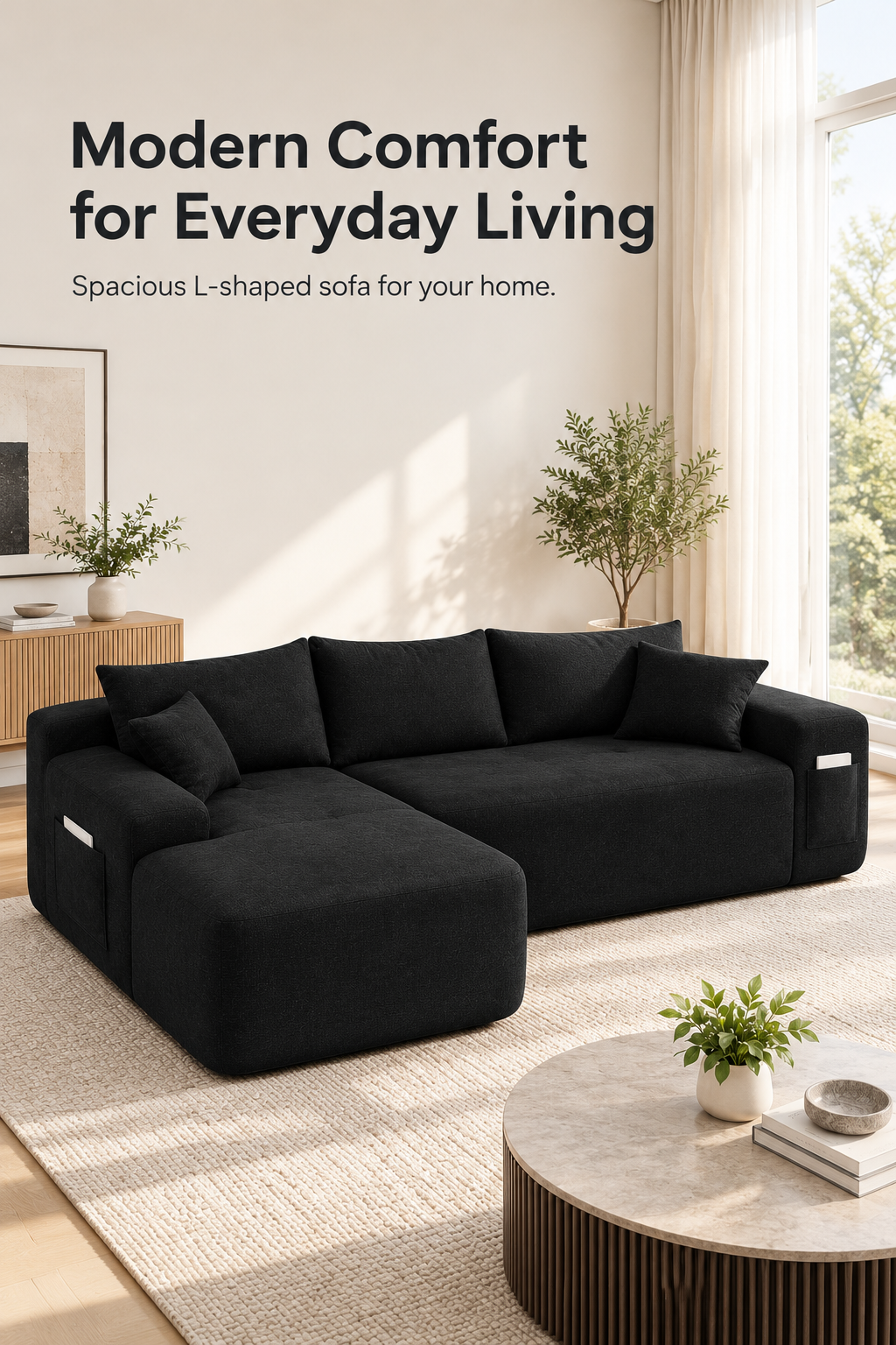 Textured L-shaped sofa — W3975P501411, image 5