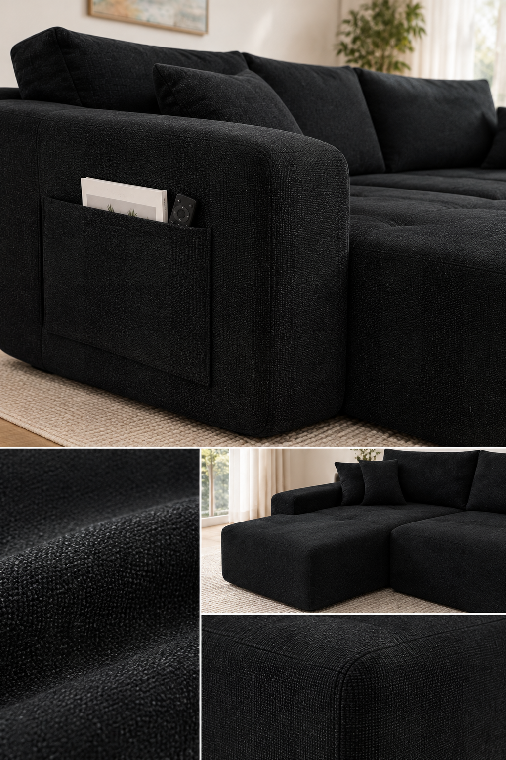 Textured L-shaped sofa — W3975P501411, image 7
