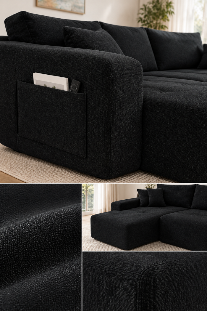 Textured L-shaped sofa — W3975P501411, image 7
