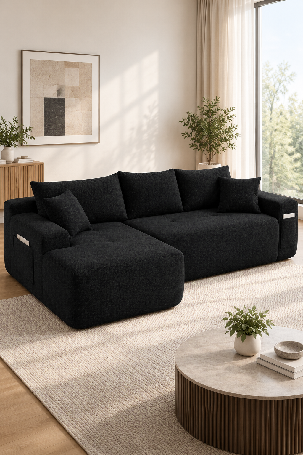 Textured L-shaped sofa — W3975P501411, image 8
