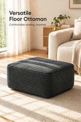 Plush upholstered ottoman — W3975P510434, image 1