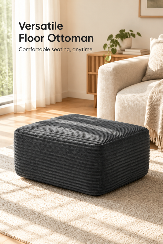 Plush upholstered ottoman — W3975P510434, image 1