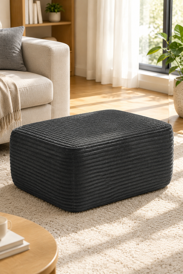 Plush upholstered ottoman — W3975P510434, image 2
