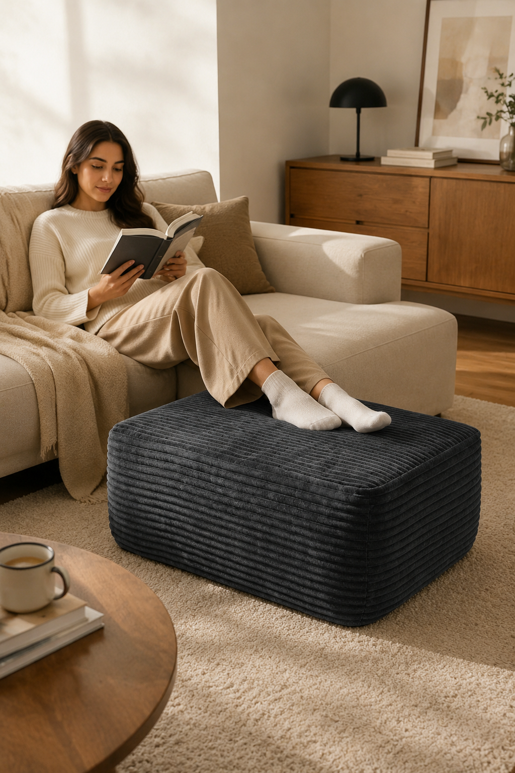 Plush upholstered ottoman — W3975P510434, image 6