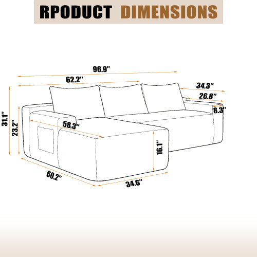Corduroy L-shaped sofa — W3975P519736, image 2
