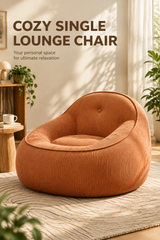 Sculptural corduroy lounge chair — W3975P530974, image 1