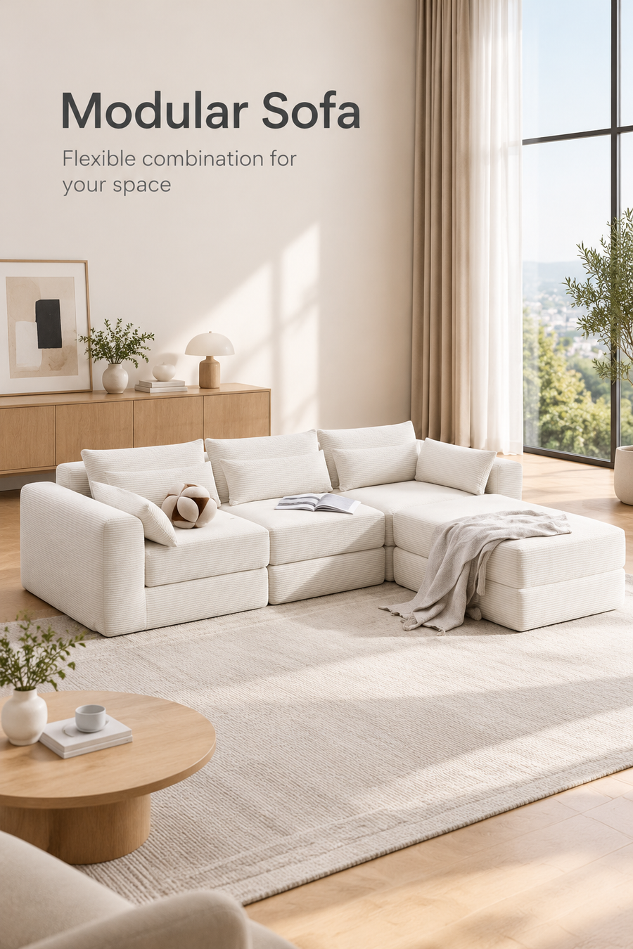 Corduroy modular sofa — W3975S00042, image 1