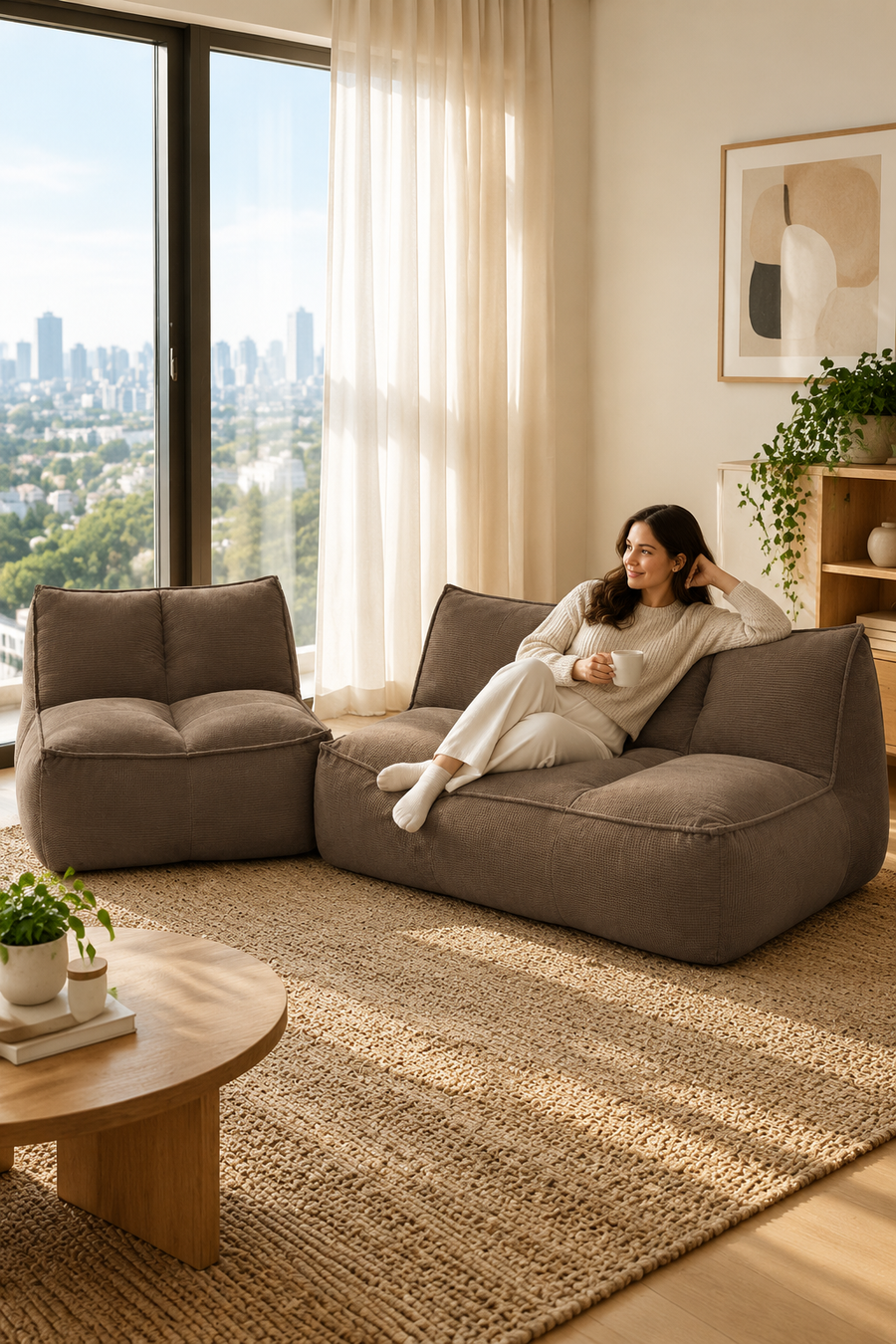 Fine corduroy lounge sofa — W3975S00121, image 1