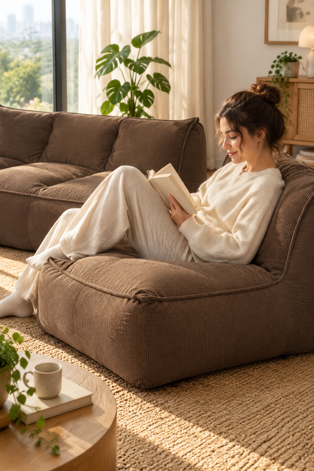 Fine corduroy lounge sofa — W3975S00121, image 2