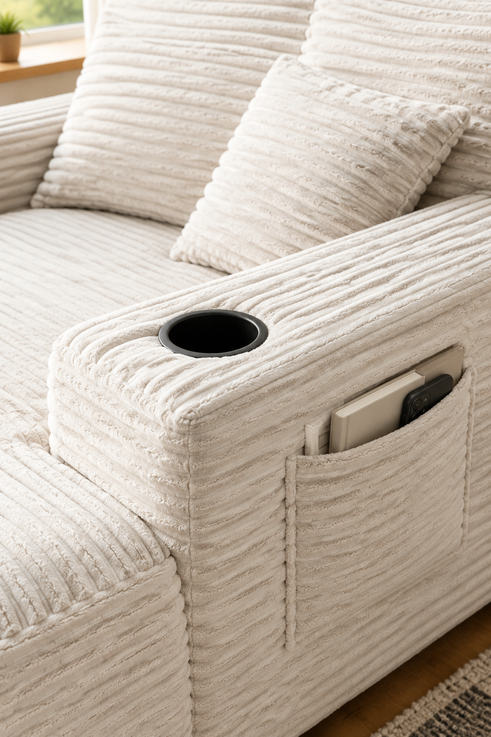 Plush chaise with cup holders — W5885P517229, image 5